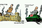 Карикатурист сравнил попытку переворота в Турции с поджогом Рейхстага