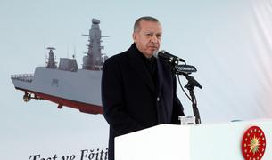 Эрдоган принял участие в спуске на воду первого турецкого корабля-разведчика