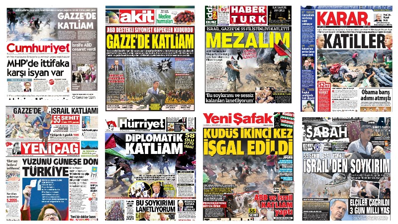 Первые полосы турецких газет о событиях в Иерусалиме