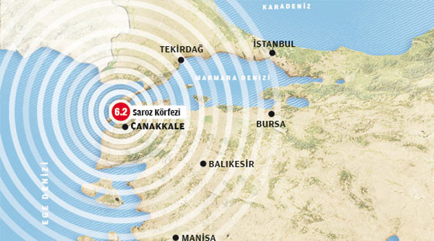 Землетрясение с магнитудой  6,2 произошло на Эгейском побережье Турции