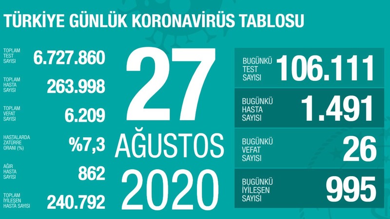 Число новых инфицированных COVID-19 в Турции достигло 1 тыс. 491