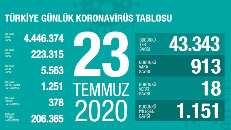 Количество новых инфицированных в Турции составило 913
