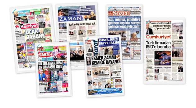 Заголовки турецких СМИ за 09.12.2015
