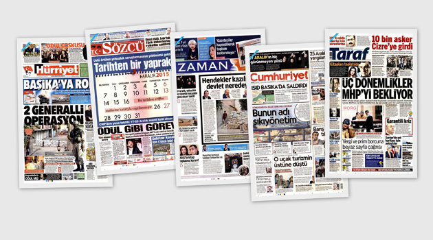 Заголовки турецких СМИ за 17.12.2015
