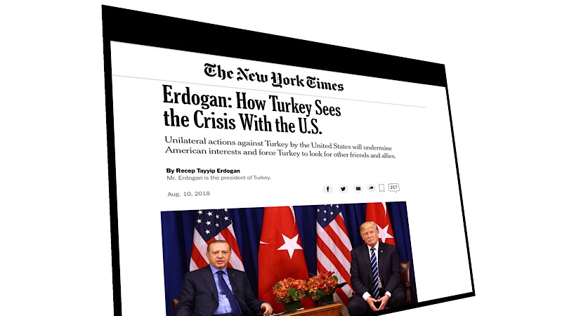 Статья Эрдогана для NYT: Взгляд Турции на кризис в отношениях с США