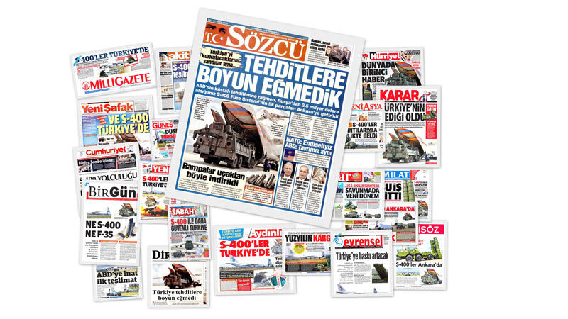 Первые полосы турецких газет после доставки в Турцию С-400
